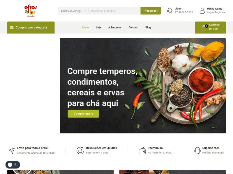 Projeto: loja virtual Efros Alimentos, desenvolvido pela Speedy Tecnologia
